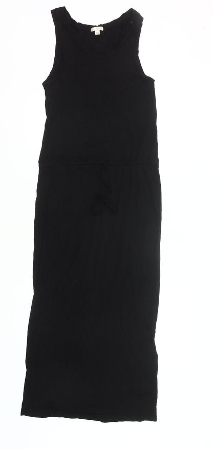 Gap Women's Black XS Tank Maxi Dress Scoop Neck Woven Cotton