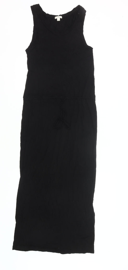 Gap Women's Black XS Tank Maxi Dress Scoop Neck Woven Cotton