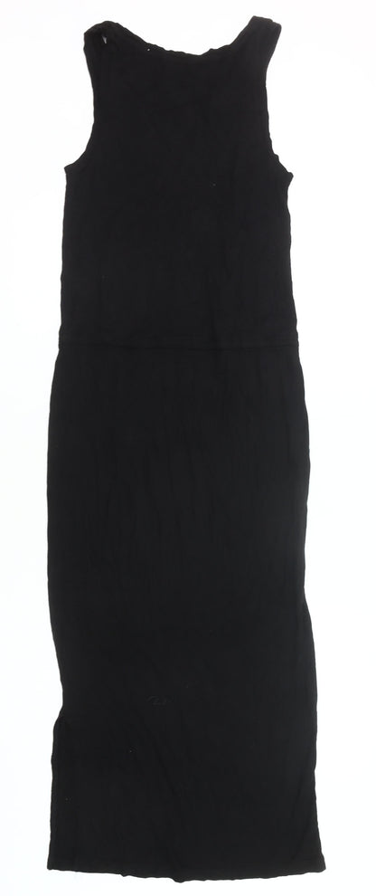 Gap Women's Black XS Tank Maxi Dress Scoop Neck Woven Cotton