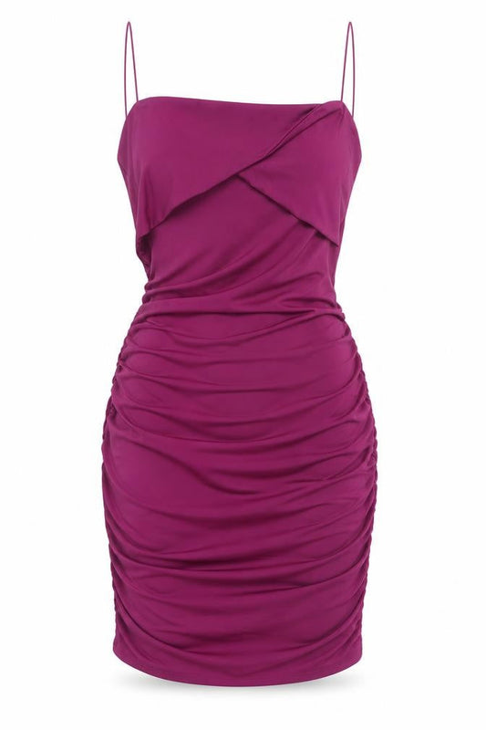 Oh Polly Women’s Purple Bodycon Mini Dress UK 6 Party Ruched
