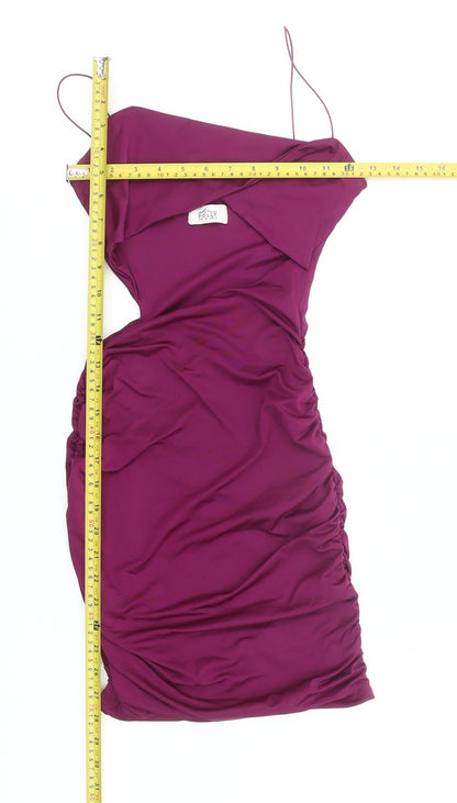 Oh Polly Women’s Purple Bodycon Mini Dress UK 6 Party Ruched