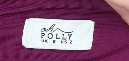 Oh Polly Women’s Purple Bodycon Mini Dress UK 6 Party Ruched