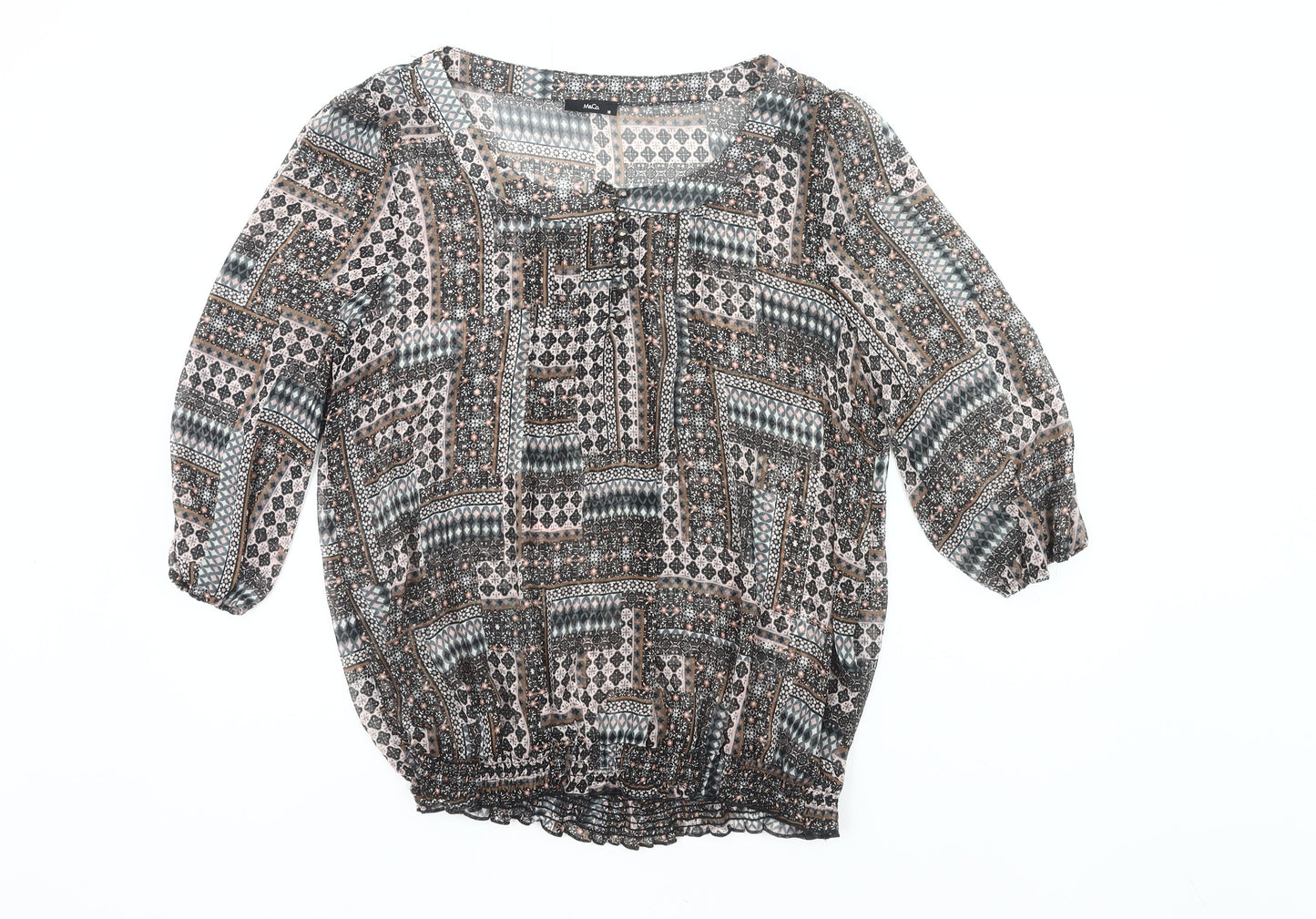 M&Co. Women’s Multicoloured Size 18 Boho Tunic Blouse 3/4 Sleeve