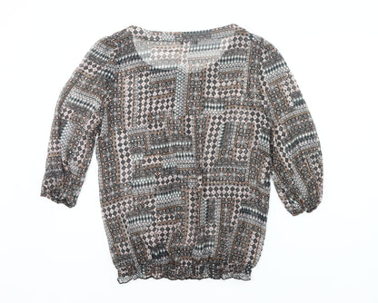 M&Co. Women’s Multicoloured Size 18 Boho Tunic Blouse 3/4 Sleeve