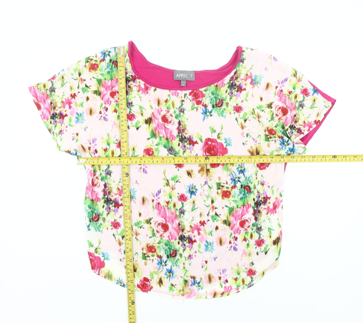 Apricot Women’s Multicoloured Floral Blouse UK 14 Scoop Neck