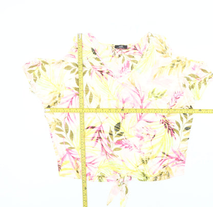 Wallis Womens Multicoloured Floral Cold Shoulder Cropped Blouse UK S