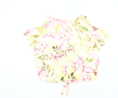 Wallis Womens Multicoloured Floral Cold Shoulder Cropped Blouse UK S