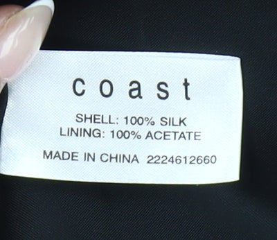 Coast Women’s Black Pink Floral Strapless Silk Dress Size 12
