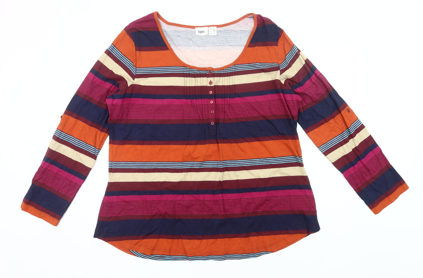 bpc Bonprix Women’s Multicoloured Striped Cotton Long Sleeve T-Shirt XL