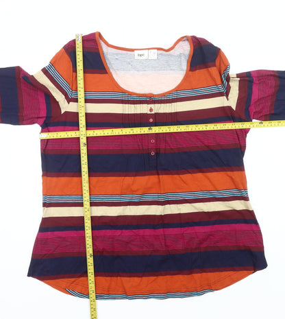 bpc Bonprix Women’s Multicoloured Striped Cotton Long Sleeve T-Shirt XL
