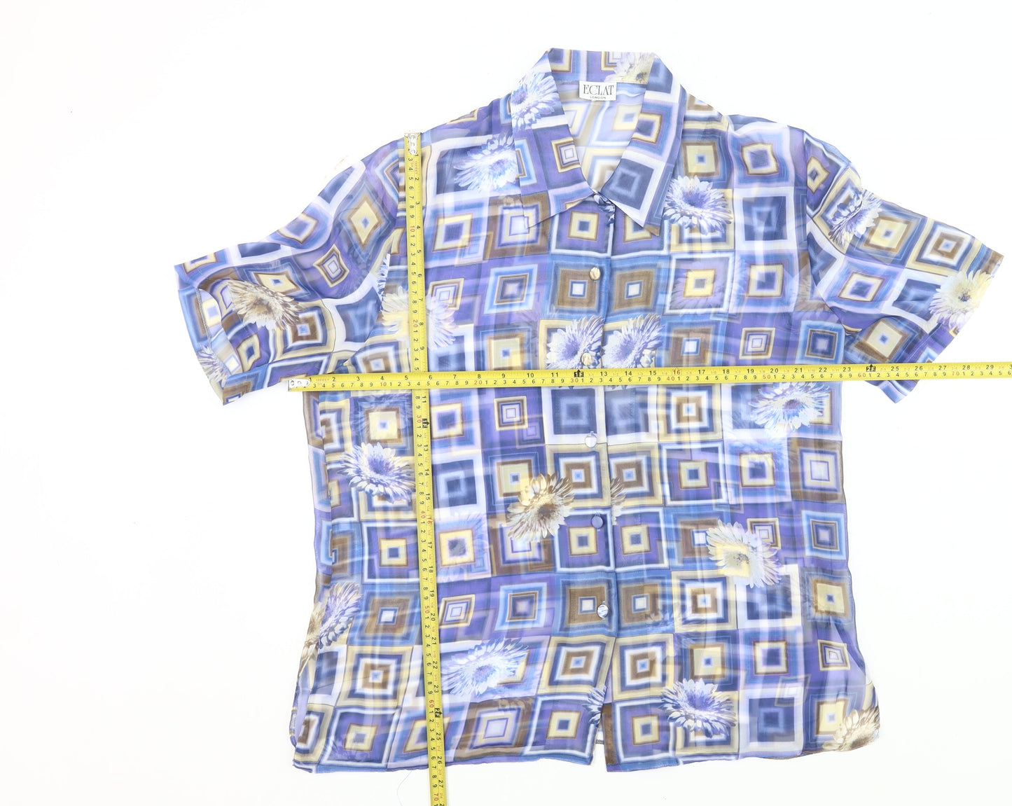 Eclat Women’s Multicoloured Geometric Floral Blouse Size 14