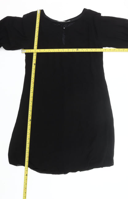 Zara Basic Women Black M Shift Dress 3/4 Bell Sleeve
