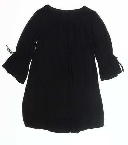 Zara Basic Women Black M Shift Dress 3/4 Bell Sleeve