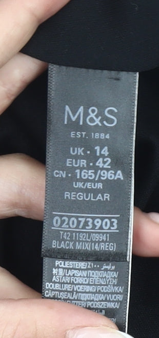 Marks and Spencer Womens Black Red Floral Shift Dress Size 14 Long Sleeve