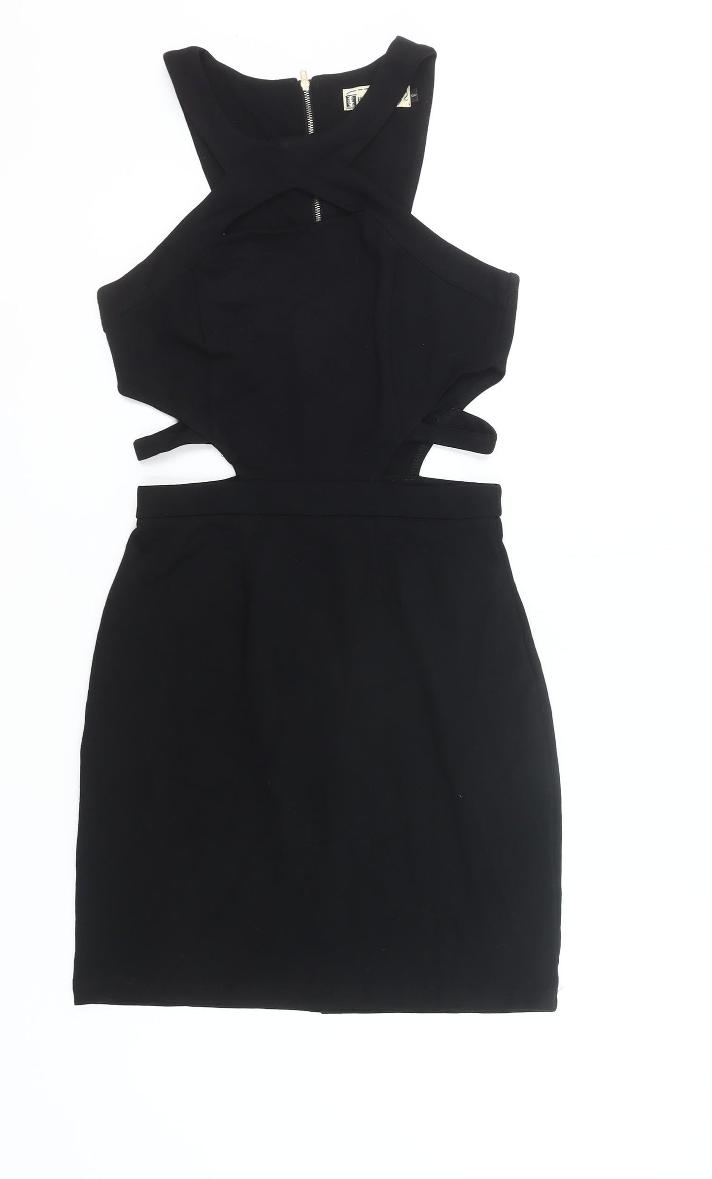 Hearts & Bows Womens Black Size 6 Bodycon Mini Cut Out Halter Dress