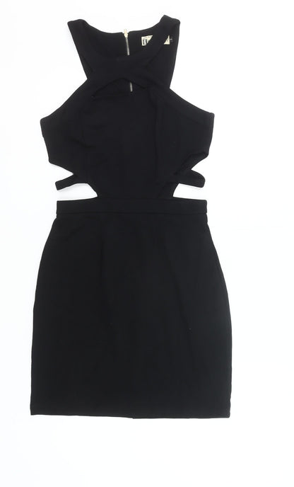 Hearts & Bows Womens Black Size 6 Bodycon Mini Cut Out Halter Dress