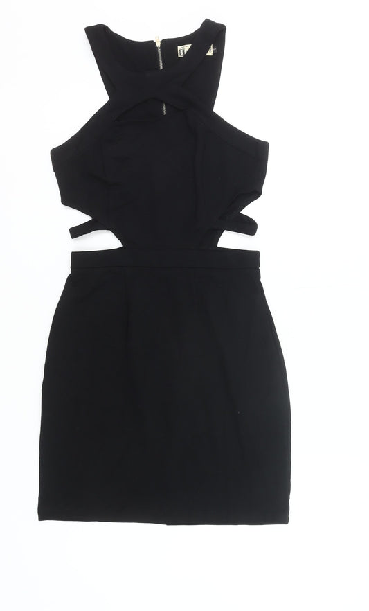 Hearts & Bows Womens Black Size 6 Bodycon Mini Cut Out Halter Dress