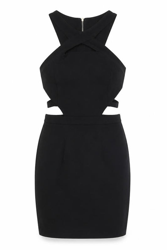 Hearts & Bows Womens Black Size 6 Bodycon Mini Cut Out Halter Dress