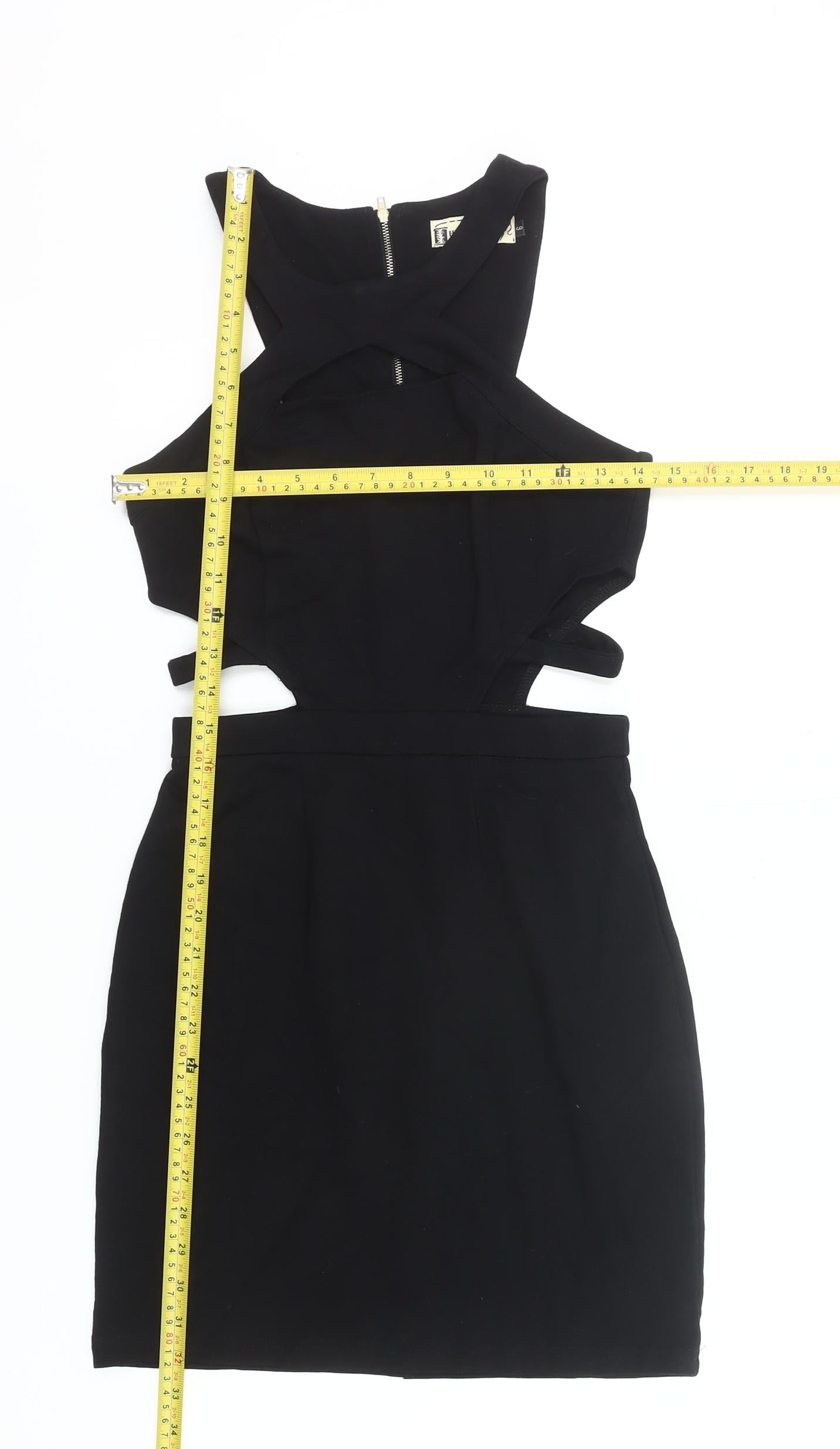 Hearts & Bows Womens Black Size 6 Bodycon Mini Cut Out Halter Dress