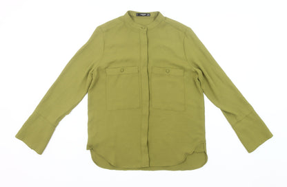 Mango Womens Green XS Button-Up Shirt Long Sleeve Polyester