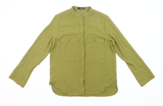 Mango Womens Green XS Button-Up Shirt Long Sleeve Polyester