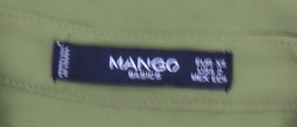Mango Womens Green XS Button-Up Shirt Long Sleeve Polyester