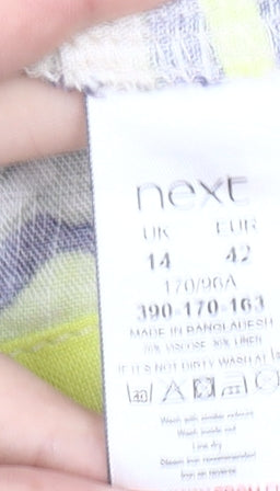 Next Womens Yellow Floral Shift Knee Length Dress Size 14