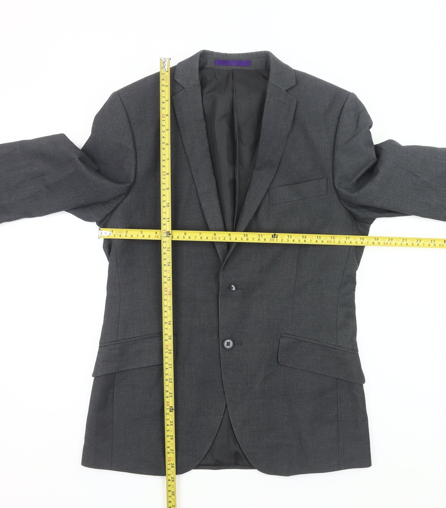 New Look Men’s Grey Blazer Jacket 36R Regular Fit Single Breasted
