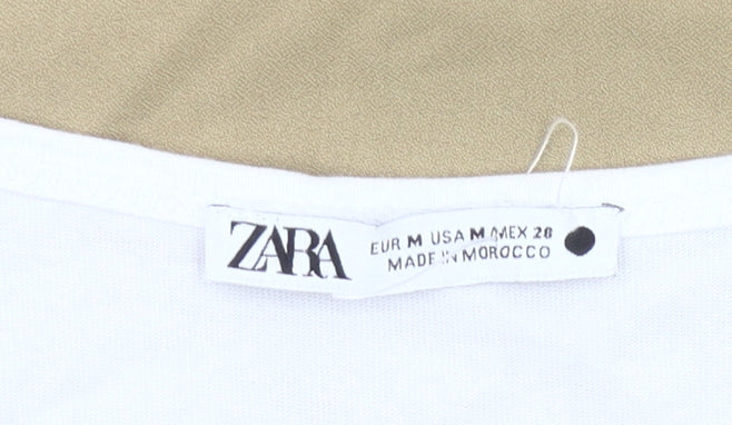 Zara Women’s Beige White Sheath Dress Size 12 Knee Length