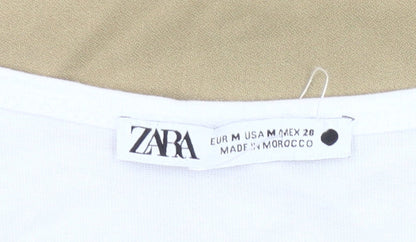 Zara Women’s Beige White Sheath Dress Size 12 Knee Length