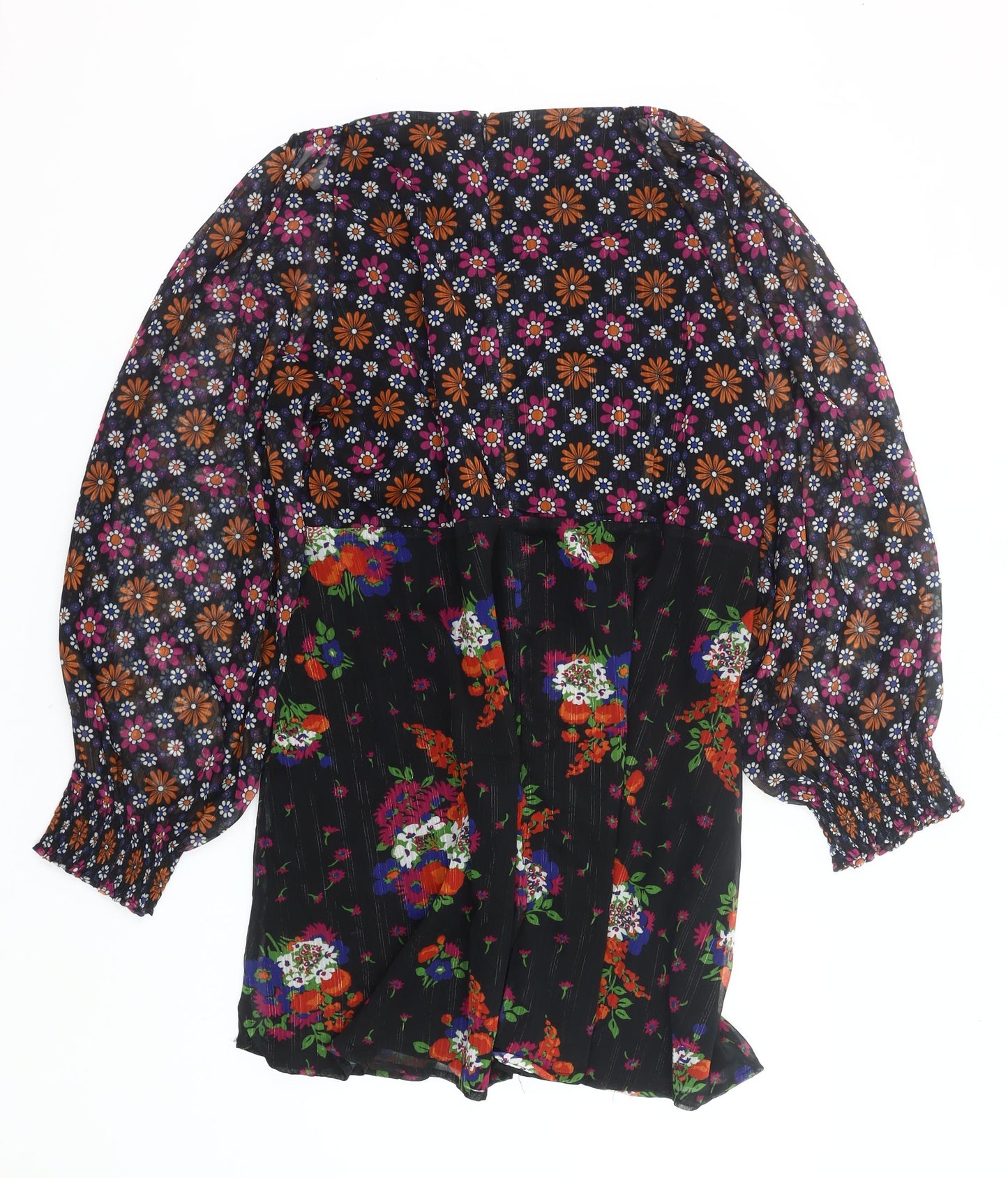 Warehouse Womens Plus Size 24 Multicoloured Floral A-Line Long Sleeve Knee Length Dress