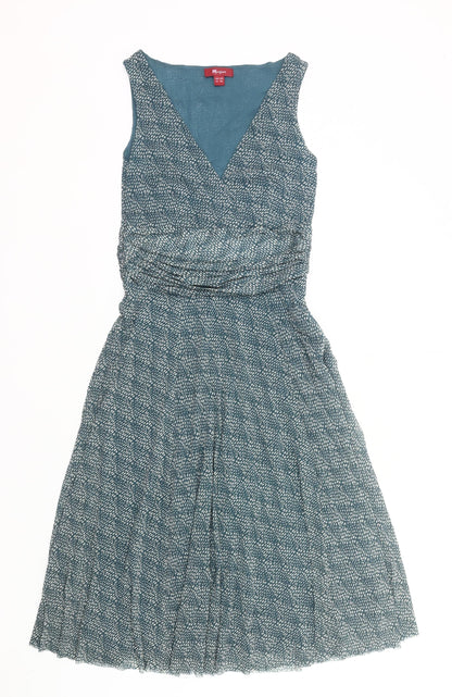 Monsoon Women’s Blue Viscose Wrap Dress Size 10 Sleeveless
