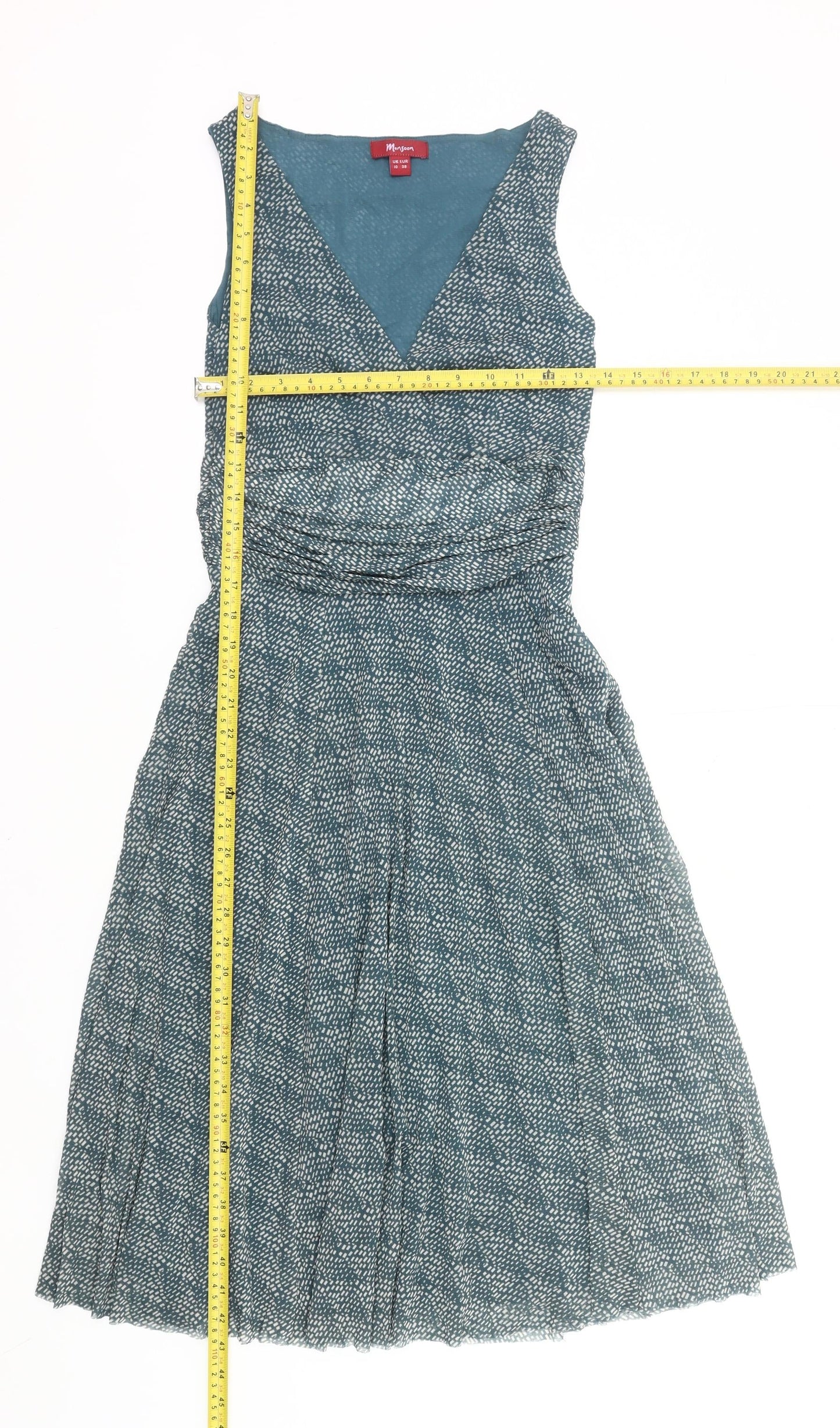 Monsoon Women’s Blue Viscose Wrap Dress Size 10 Sleeveless