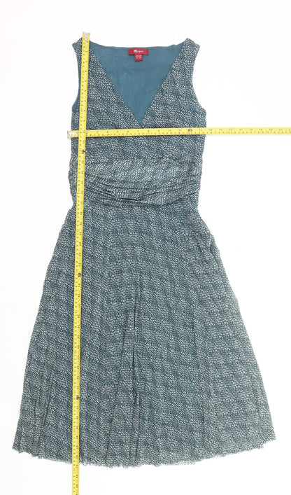 Monsoon Women’s Blue Viscose Wrap Dress Size 10 Sleeveless