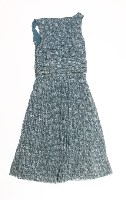 Monsoon Women’s Blue Viscose Wrap Dress Size 10 Sleeveless
