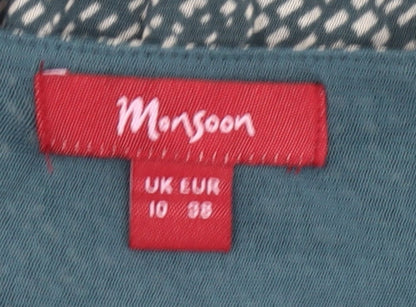Monsoon Women’s Blue Viscose Wrap Dress Size 10 Sleeveless