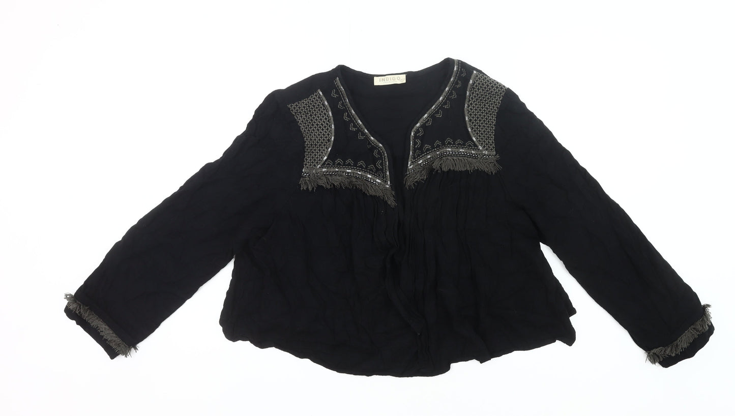 Marks and Spencer Women Black Size 20 Bohemian Embroidered Fringe Blouse