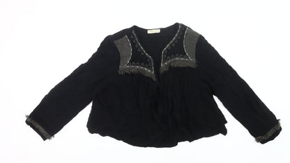 Marks and Spencer Women Black Size 20 Bohemian Embroidered Fringe Blouse