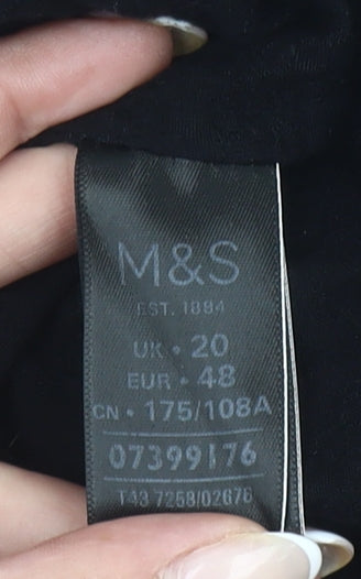 Marks and Spencer Women Black Size 20 Bohemian Embroidered Fringe Blouse