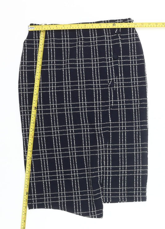 Next Women Black Check Pencil Skirt Size 12 Workwear