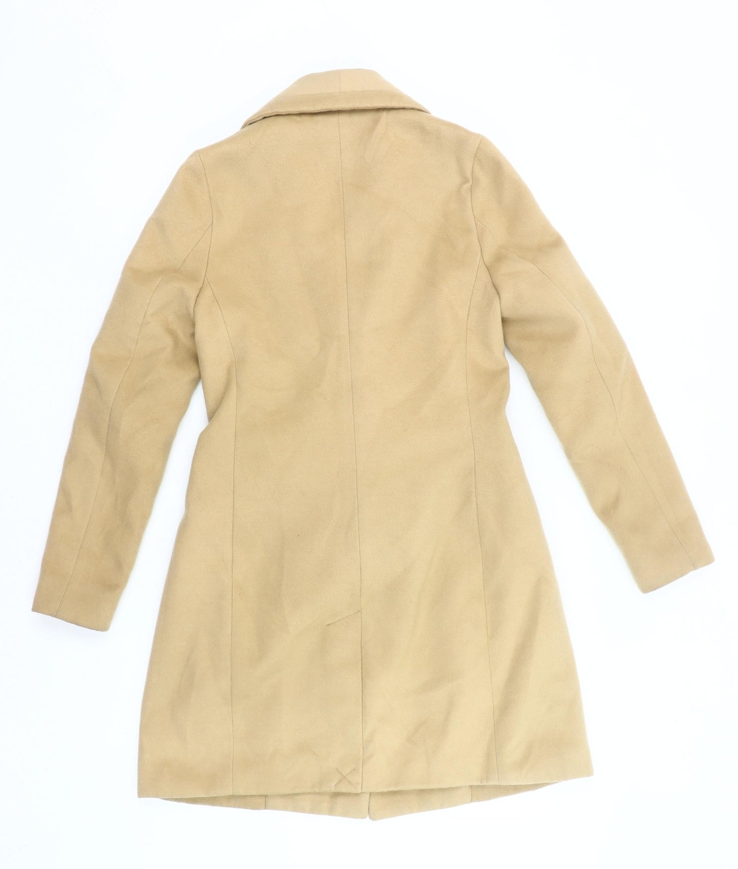 New Look Women Beige Size 6 Mid-Length Double Breasted Coat