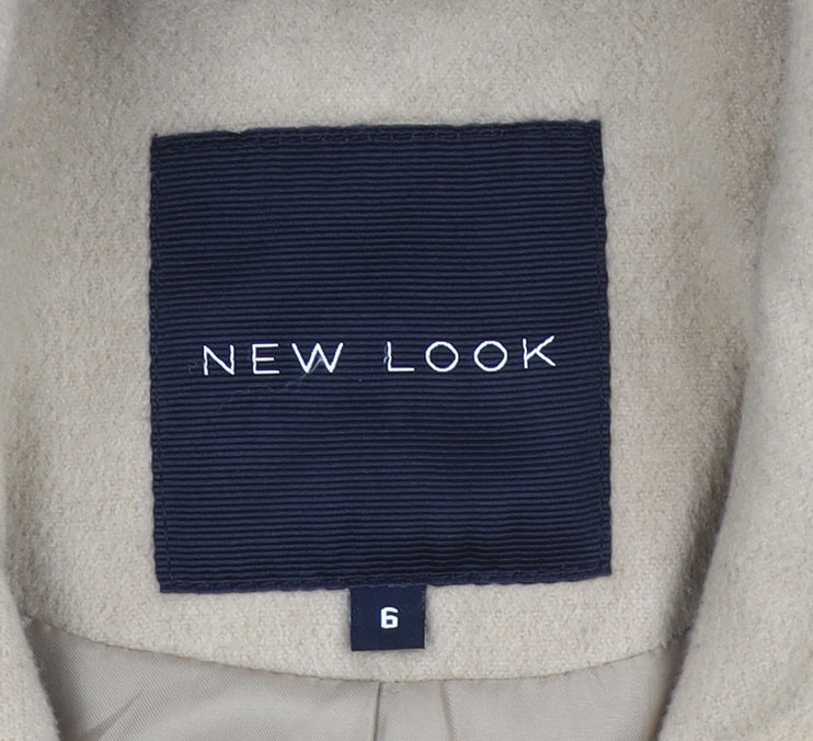 New Look Women Beige Size 6 Mid-Length Double Breasted Coat