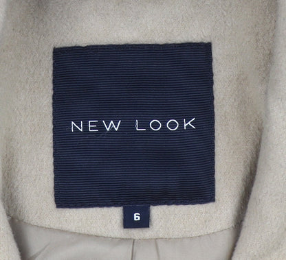 New Look Women Beige Size 6 Mid-Length Double Breasted Coat