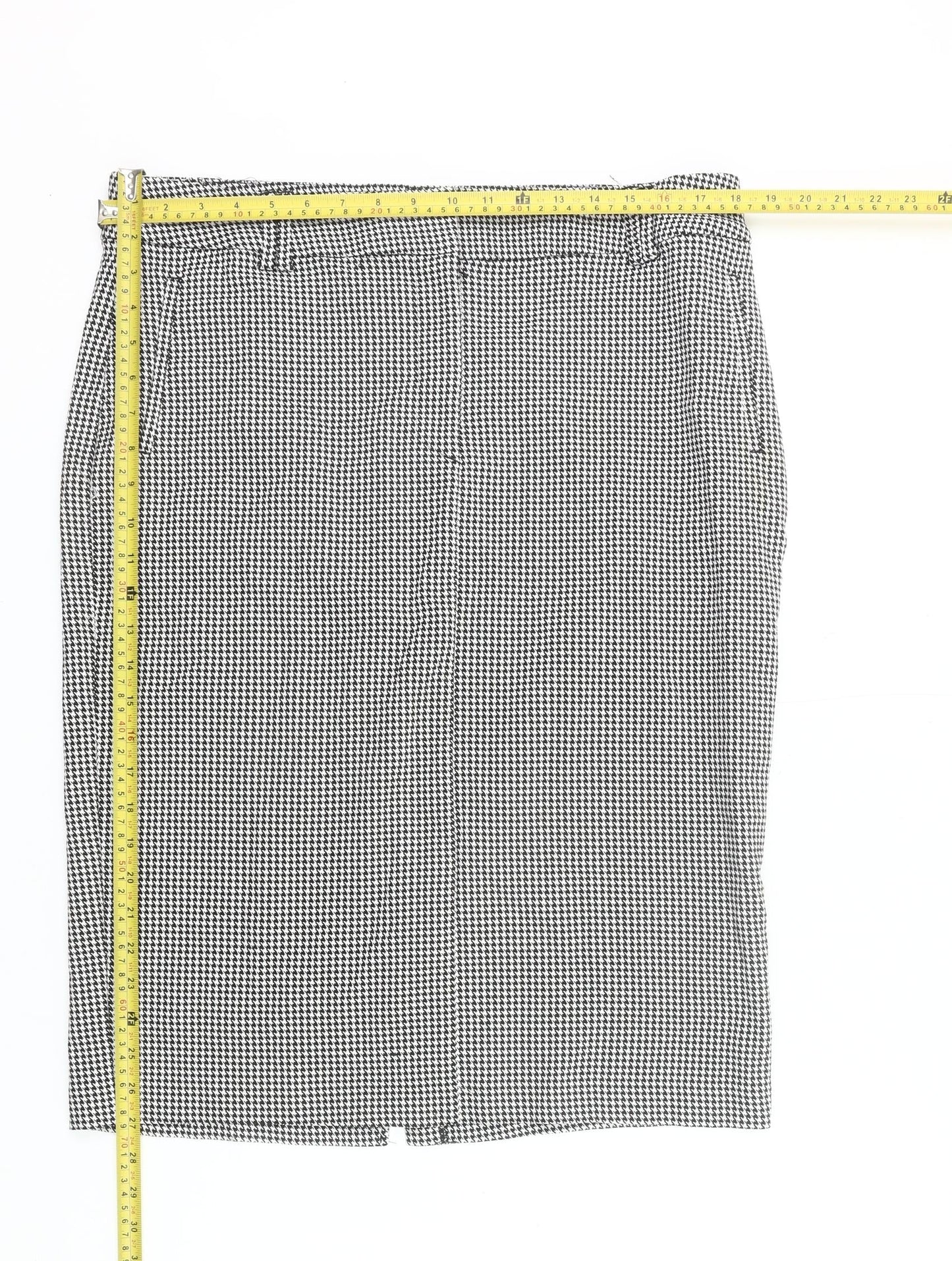 Marks and Spencer Womens Black Check Pencil Skirt Size 18 Long