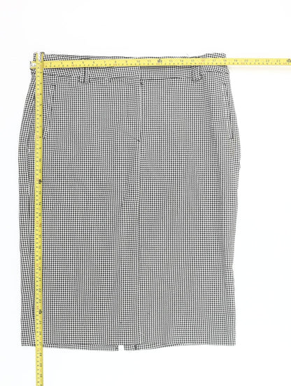 Marks and Spencer Womens Black Check Pencil Skirt Size 18 Long
