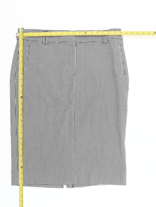 Marks and Spencer Womens Black Check Pencil Skirt Size 18 Long