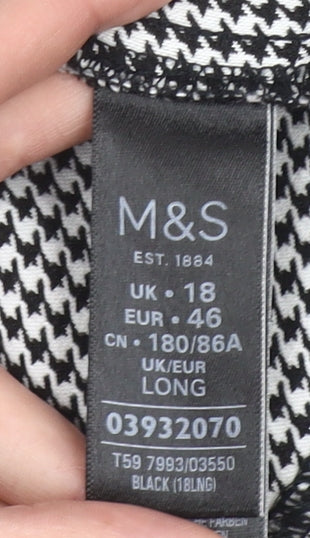 Marks and Spencer Womens Black Check Pencil Skirt Size 18 Long