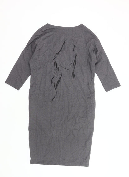 Sapés Womens Grey XS Sheath Dress 3/4 Sleeve Boat Neck Casual Work