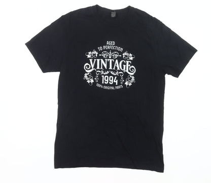 Mens UK Size M Gildan Black  T-Shirt