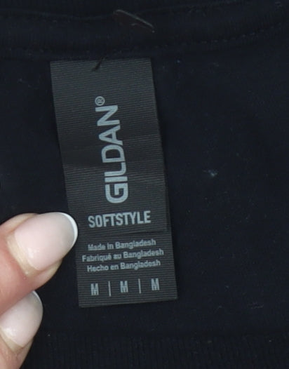 Mens UK Size M Gildan Black  T-Shirt